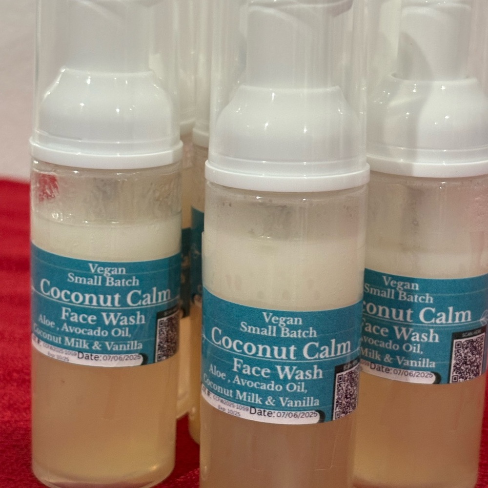 Coconut Calm Face Wash Aloe & Coconut Milk Vegan Handmade Skincare 8oz Foam Pump - Picture 4 of 8